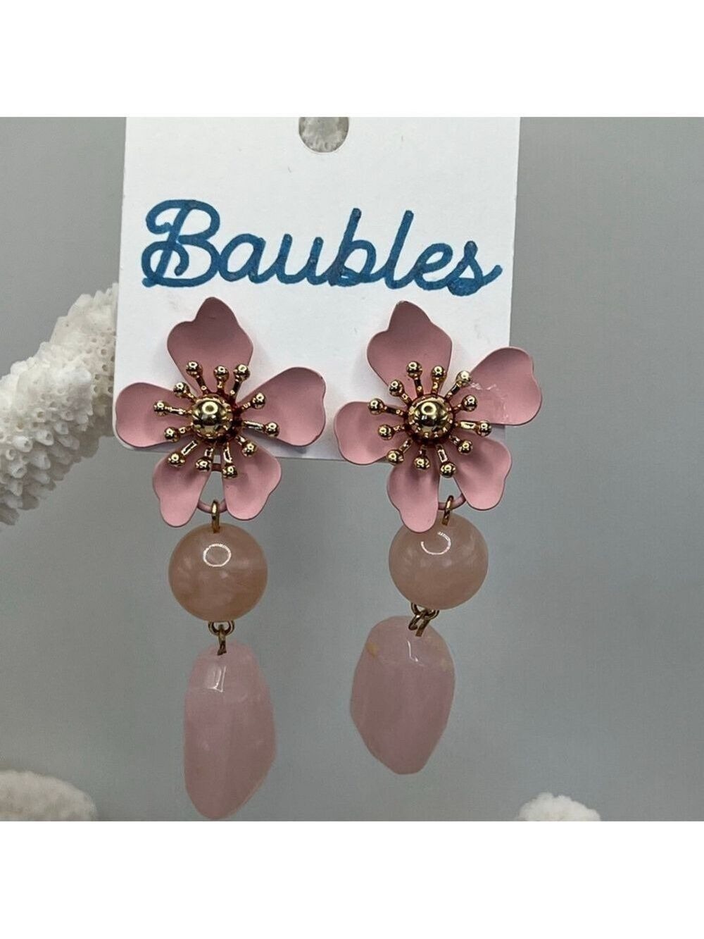 Baubles PINK Floral Drop Earrings